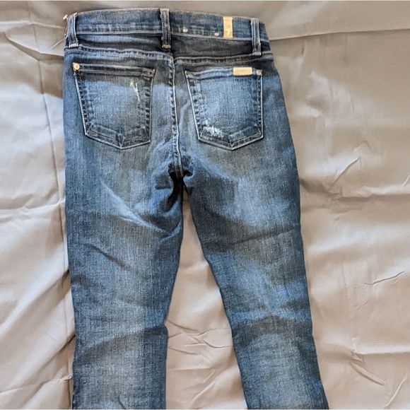7 For All Mankind 24 The Ankle Skinny Distressed 7FAM Women's Designer Jeans - Picture 11 of 16